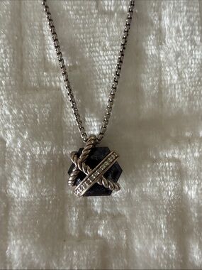 Authentic David Yurman Silver Cable Knot Pendant Necklace
